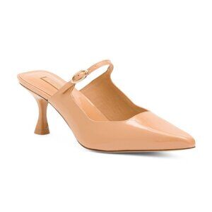 Larroude Tan Heeled Mules